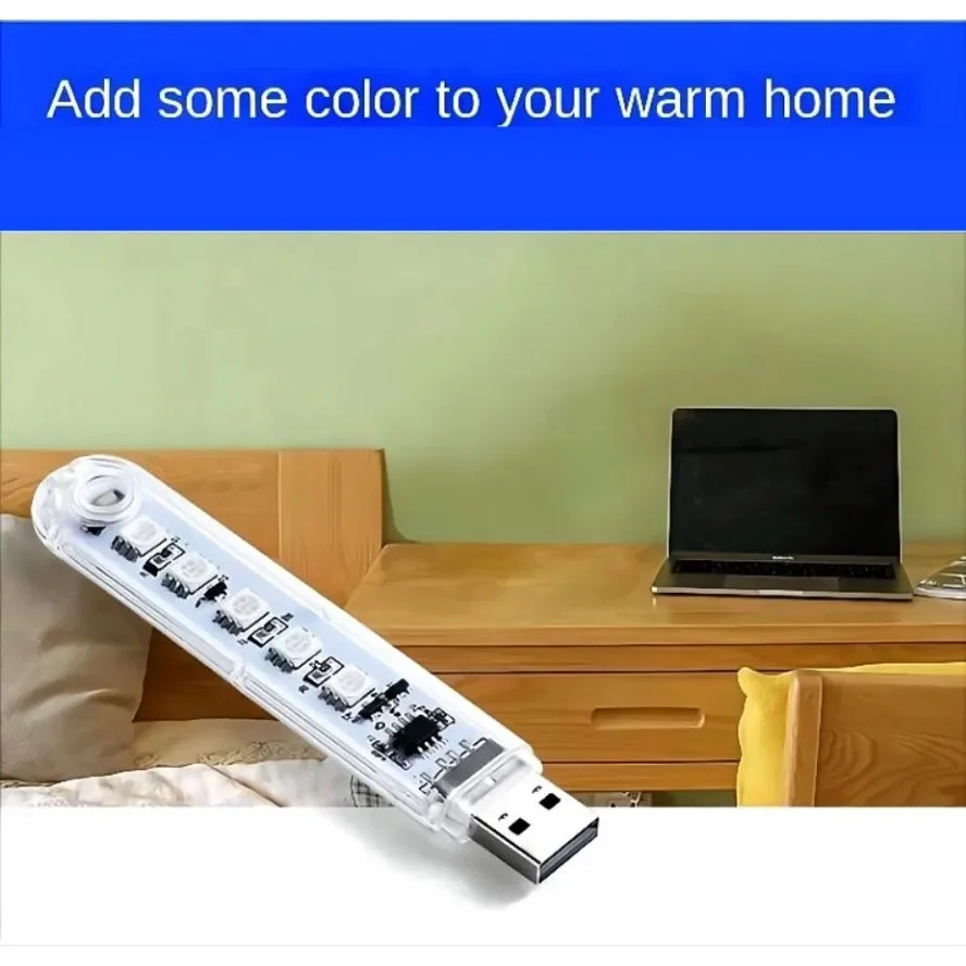Colorful RGB USB LED Switch Night Light Dimmable COB LED Computer Mobile Power Charging Book Lamps Eye Protection Reading Light