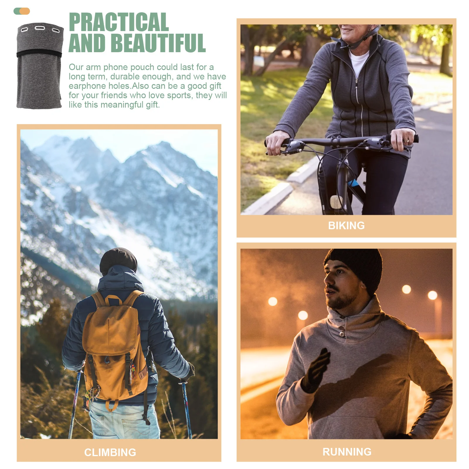 

Outdoor Cellphone Armband High Performance Arm Storage Pouch for Running Biking Walking Unisex Workout Convenience Gift Idea