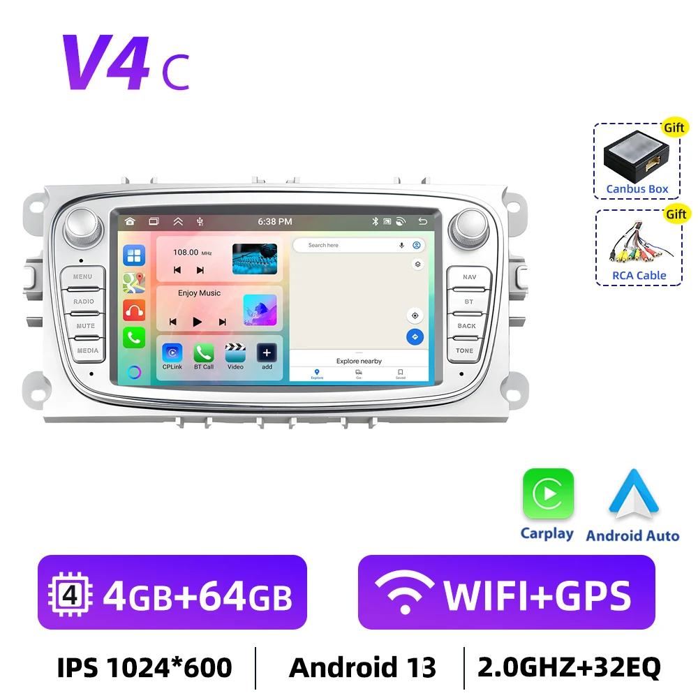 Carplay Android Radio Voor Ford Focus 2 2008-2011 S-Max Mondeo Galaxy C-Max Auto Multimedia Speler Gps Stereo Intelligent Systeem