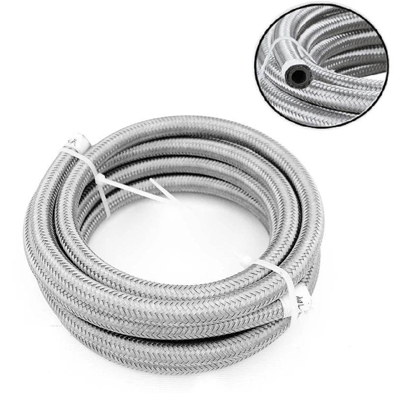 1M 3M 5M AN4 AN6 AN8 AN10 Universal Car Oil Gas Cooler Fuel Hose Tube Stainless Steel Braided Clamp Suit Inside CPE Rubber