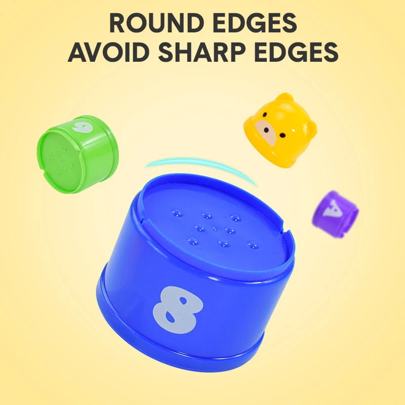 9pcs/set Kids Stack Cups Toys Early Educational Figures Letters Foldind Stack Cup Tower Baby Intelligence Training Toy Gifts