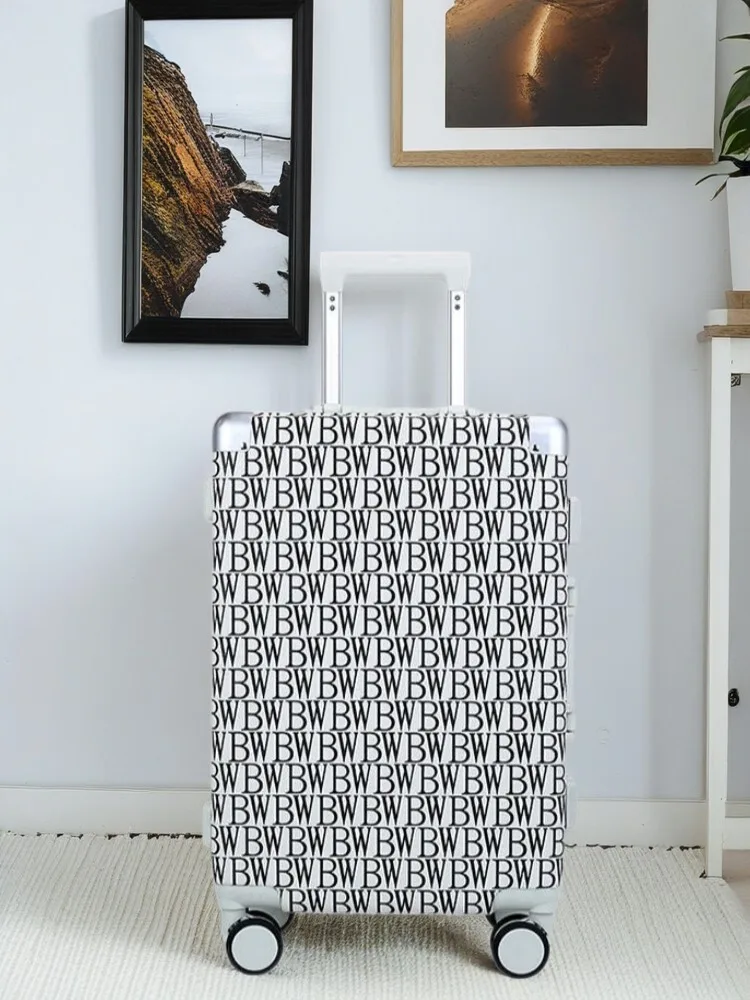 

New Leather Texture Aluminum Frame Trolley Case - 20"/24" ABS+PC Luggage Scratch-Resistant Women's Brand Travel Suitcase