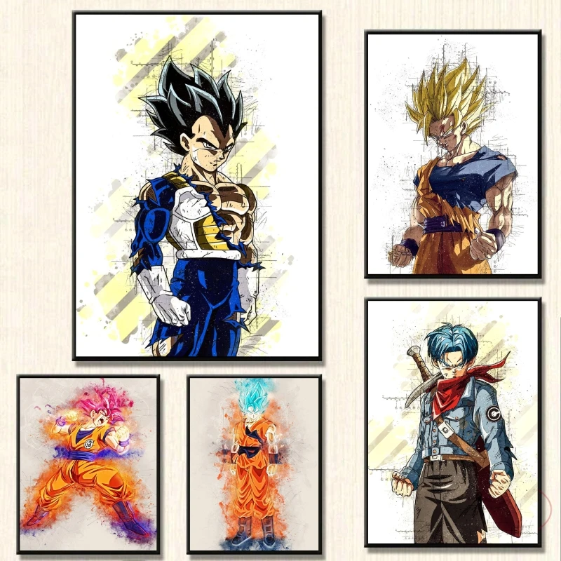 Dragon Ball Canvas Printing Christmas Gifts Kid Action Figures Wall Art Living Room Prints and Prints Cartoon Character Picture