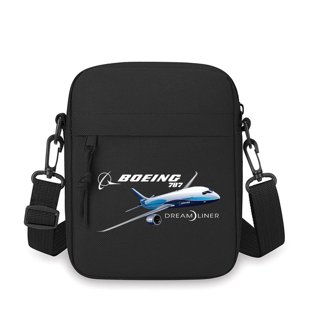 Boeing 787 Dreamliner Aircraft Design Men Crossbody Bag Single Shoulder Women Cartoon Anime Film Printing Design Unisex