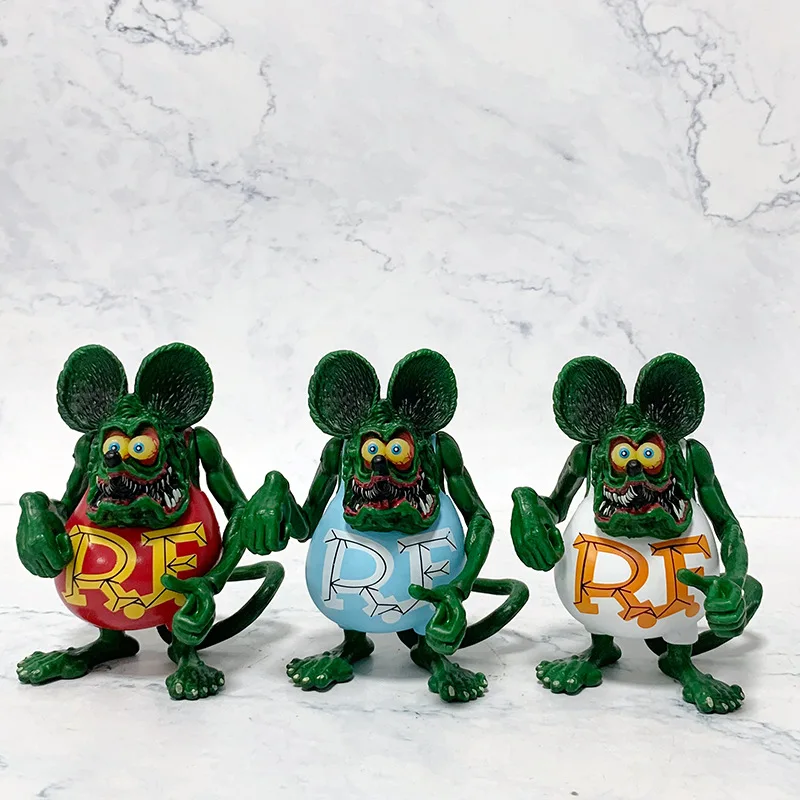 

11cm 3Styles Rat Fink Action Figures Joints Movable Ed Roth Ratfink Mouse PVC Collectible Model Toy Gifts for Kids