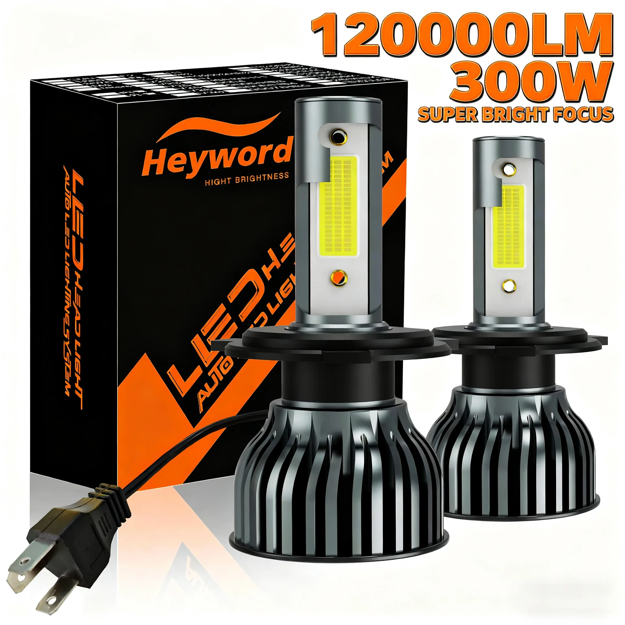 Heyword 2Pcs LED H4 H7 Car Headlight H1 LED Bulb H8 H11 9005 HB3 9006 HB4 9007 9004 HB1 H3 HB5 Led Lights 120000LM Turbo Lamp