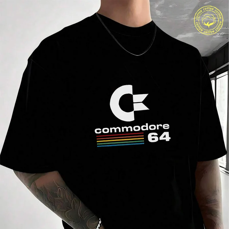 

Men's Moto T-Shirt Commodore 64 Graphic Retro Motorcycle Fashion Casual Street Style Suitable For Travel And Sports Tee