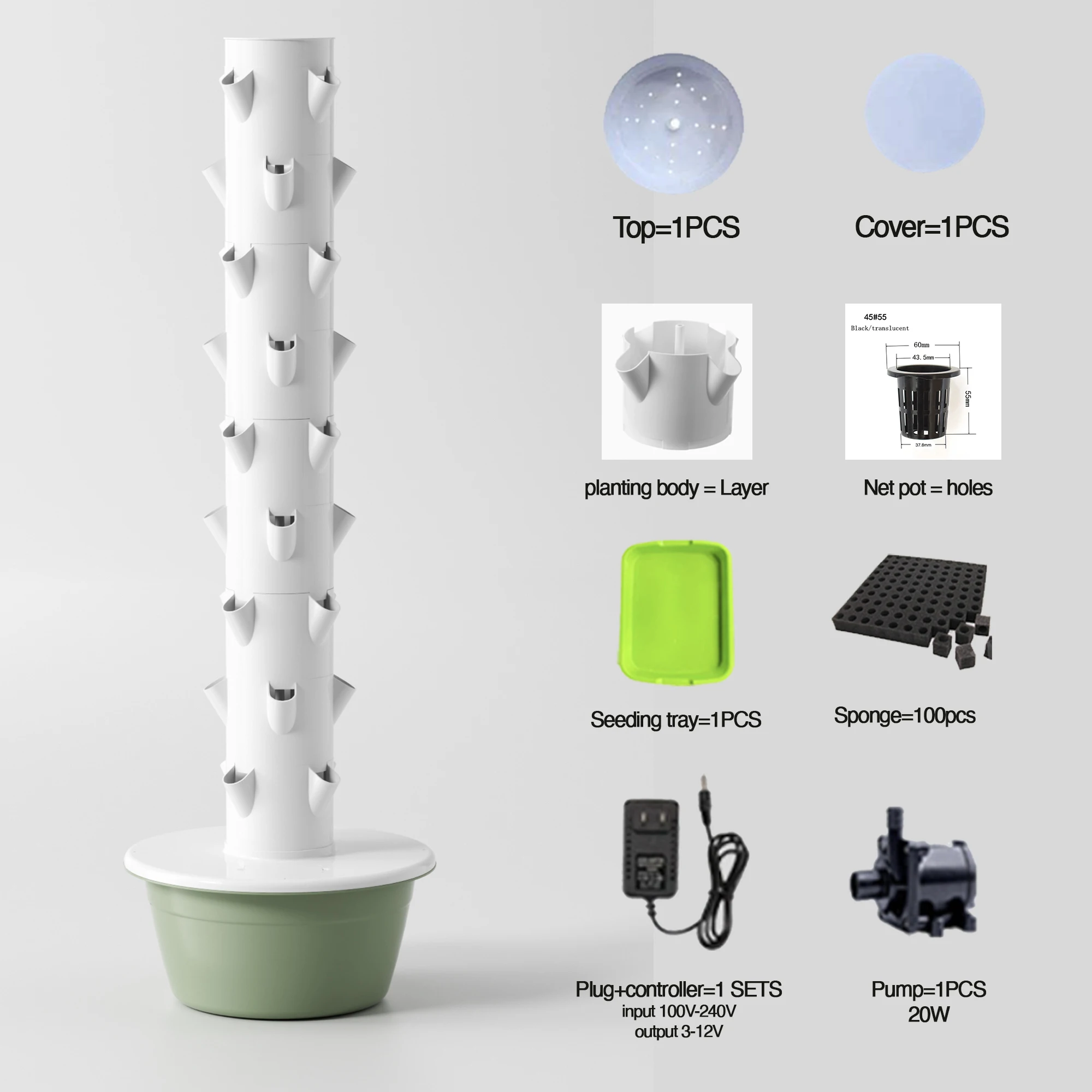 Sistem Menanam Hidroponik 9 La - Vertical Planter Tower ulasan dan harga
