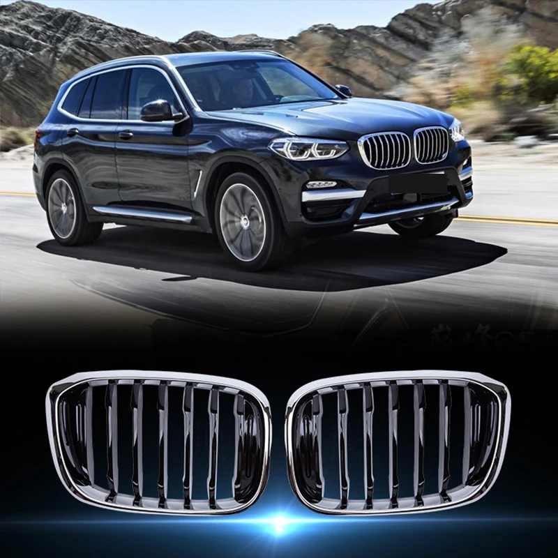 

Car Front Kidney Grill For -BMW 3 4 X3 X4 G01 G02 G08 2018 2019 2020 Single Line 1Slat Chrome+Black Bumper Racing Grills