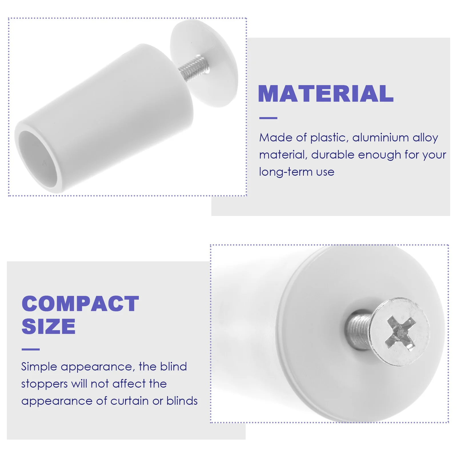 8-teiliges Rollläden-Stopp-Puffer-Set, Fensterstopper, Vorhangstopper, Zubehör, Puffer, Jalousien aus Aluminiumlegierung