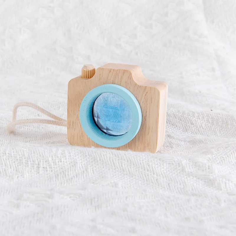 Children Wooden Mini Camera Toys for Kaleidoscope Rainbow Wooden Toys Color Learning Early Educational Game Bee Eye Camera