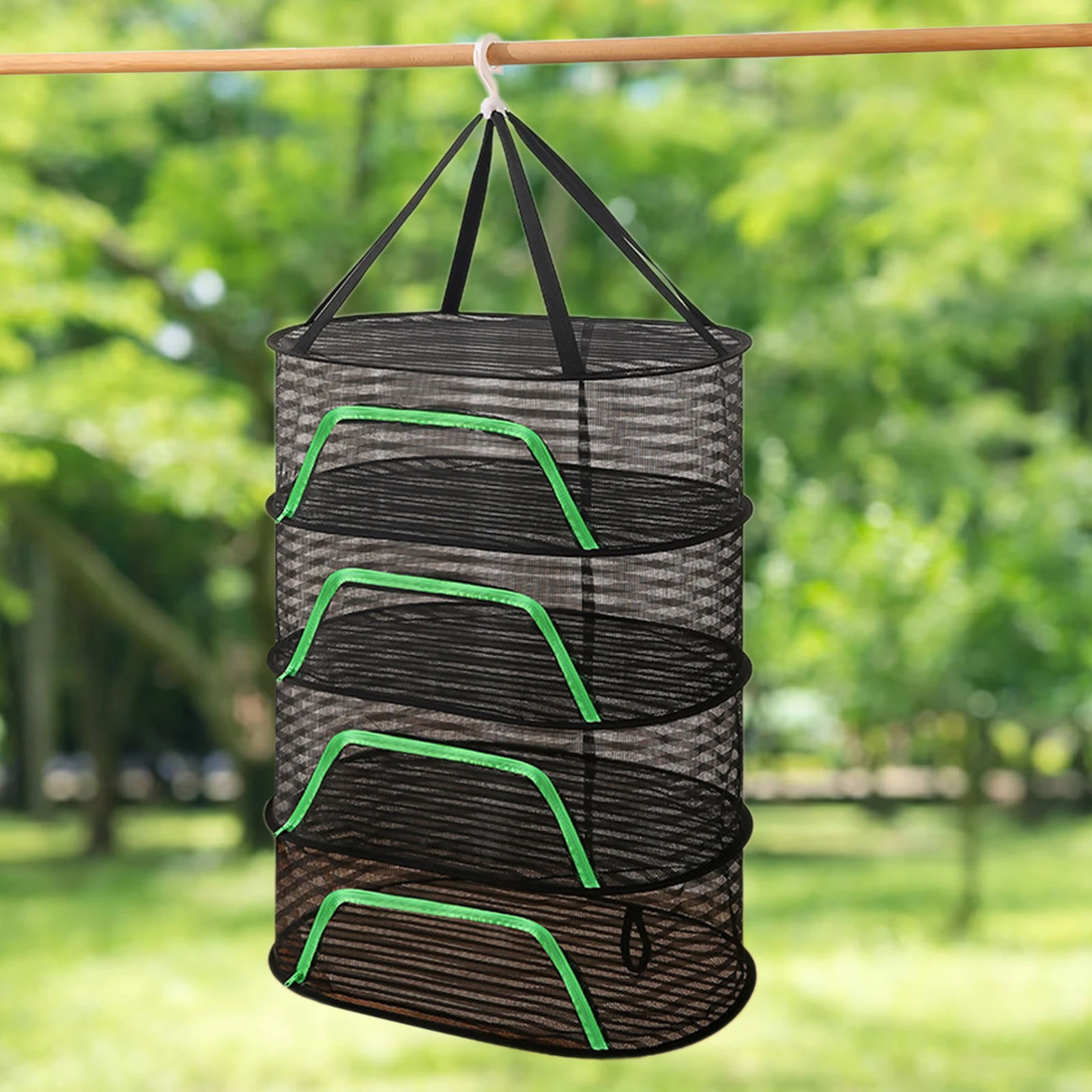 Outdoor Hanging Drying Net Lightweight Multifunction Fish Net Drying Rack for Tea Tableware Dried Fish Four Layer