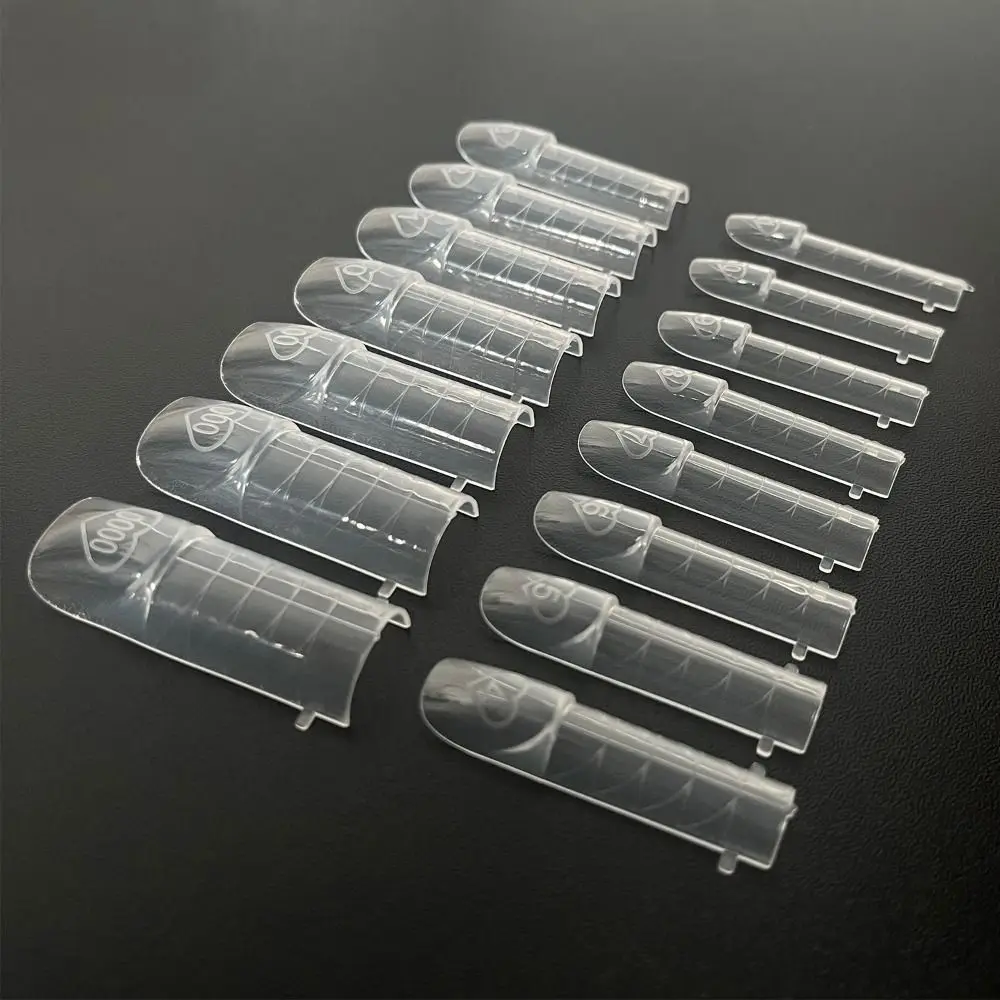 

150Pcs 15 Sizes Space French Nail Dual Forms Transparent Reusable Full Cover Nail Forms Plastic Quick Building Gel Mold