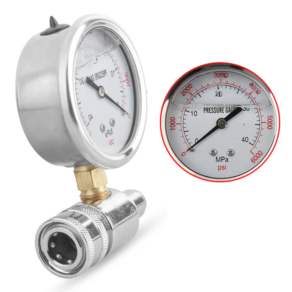 

6000 PSI Pressure Gauge with 3/8 Quick Connect for Pressure Washer Compatibility in High Pressure Water Jet and Fluid Systems