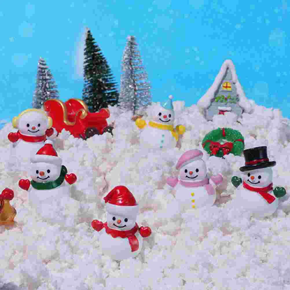 

6 Pcs Decorative Ornament Mini Snowman Ornaments Figurine Sculpture Xmas Miniature Resin Realistic