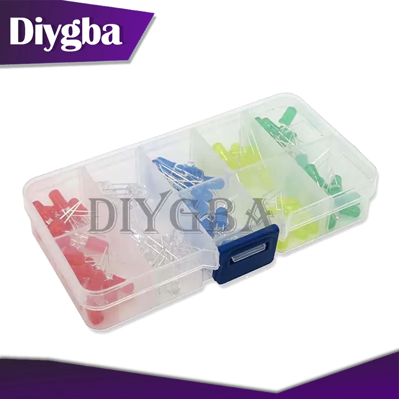 100 Pçs/set 5MM KIT LED Com Caixa Cor Misturada Vermelho Verde Amarelo Azul Branco Variedade de Diodos Emissores de Luz Cada 20 PCS