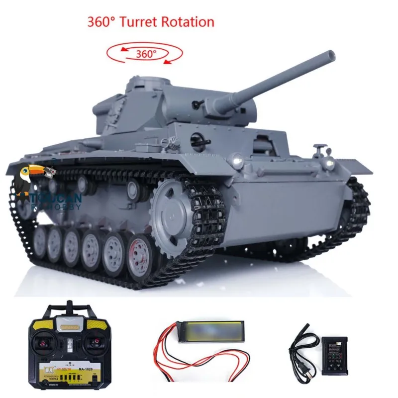 1/16 Mato RTR RC Tank 1223 Metal Scale Gray German Panzer III Infrared Ver Barrel Recoil Radio Control Vehicle Toys Model