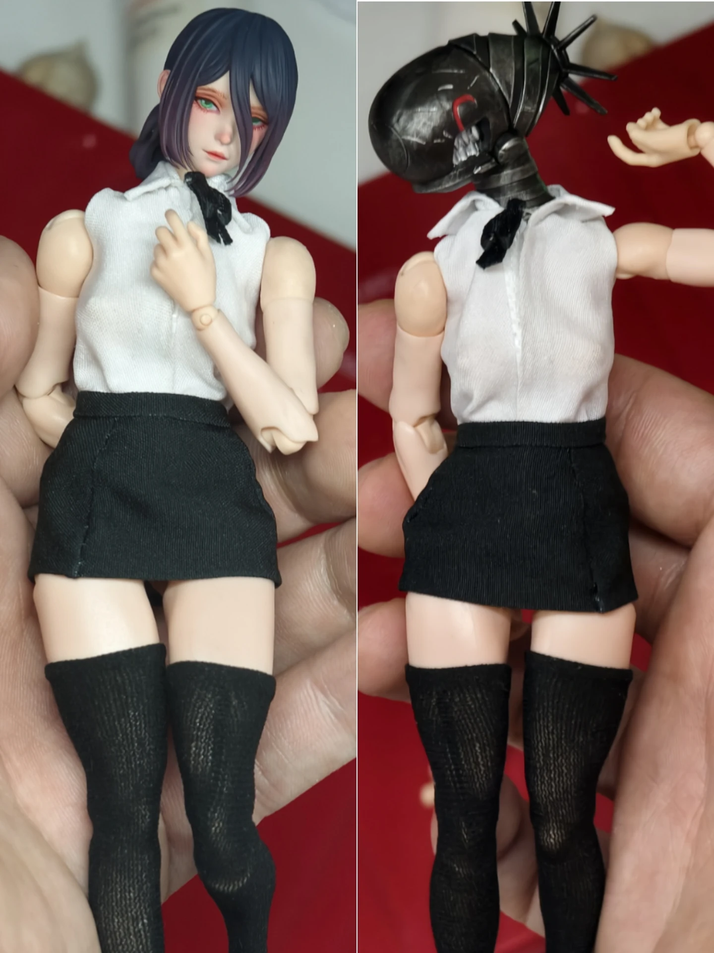 اليدوية 1/12 مقياس أنثى رينيه الشيطان رأى رجل رئيس نحت قميص بدون أكمام الملابس المهنية ل 6in عمل نموذج لجسم #2