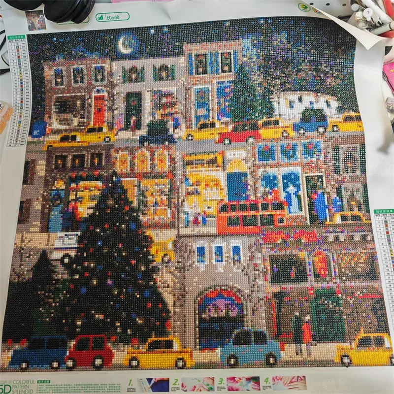 

New Landscape Diamond Painting Christmas Night Scene Handmade 5d DIY Diamond Cross Embroidery Living Room Bedroom Dining Room