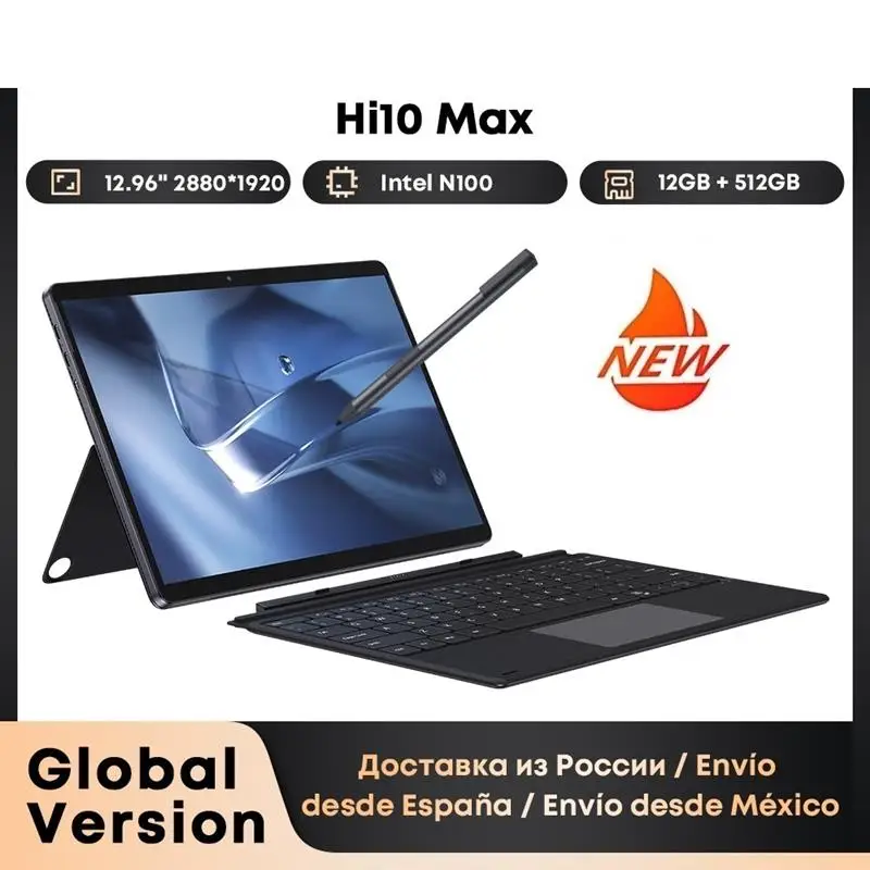 Top Hi10 Max Tablet 2 In 1 Tablet PC 12.96inch 3K Display Core N100 Laptop 12GB RAM 512GB ROM Windows 11 Tablets 2.4G/5G WiFi