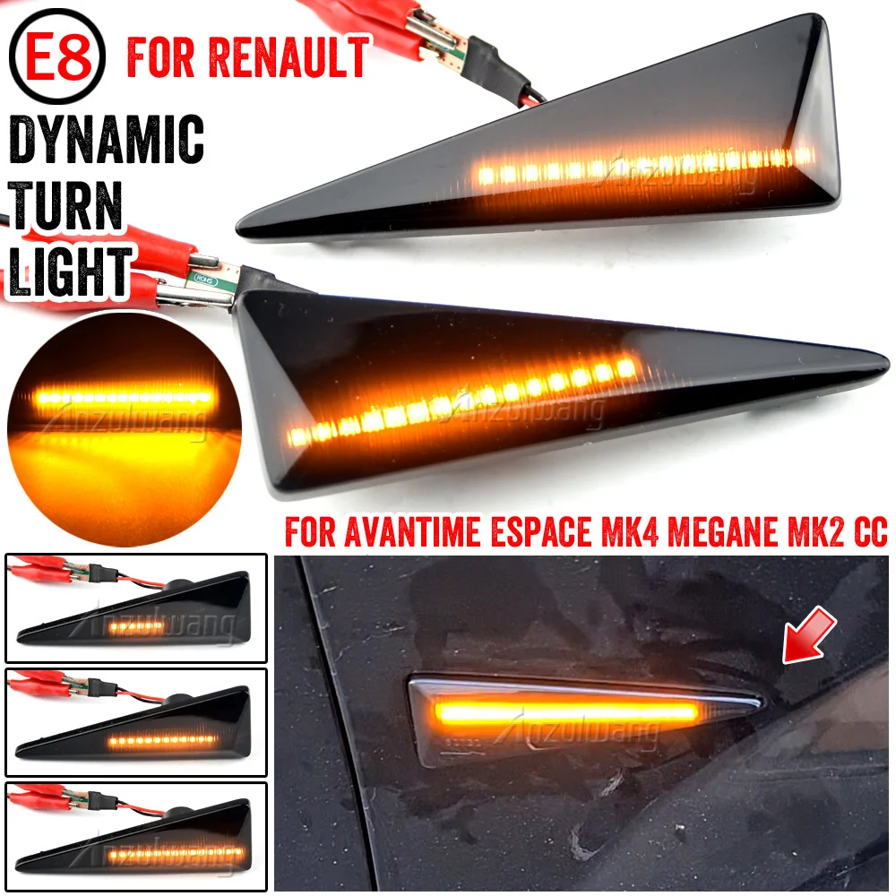 Dynamic Flowing LED Side Marker Turn Signal Light For Renault Avantime Espace IV Megane 2 Scenic 2 Vel Satis 02-09 Wind 10-13