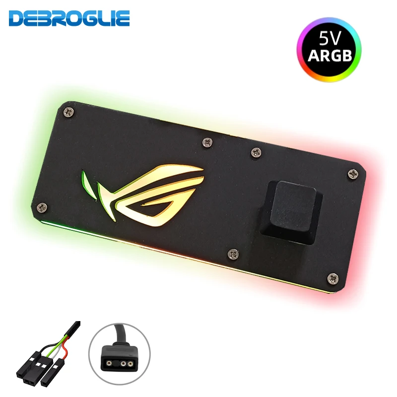 RGB PC Power Switch, ARGB Luz Colorida, Iniciar e Desligar, Computador Externo, SwitchiMotherboard, PC Case Acessório