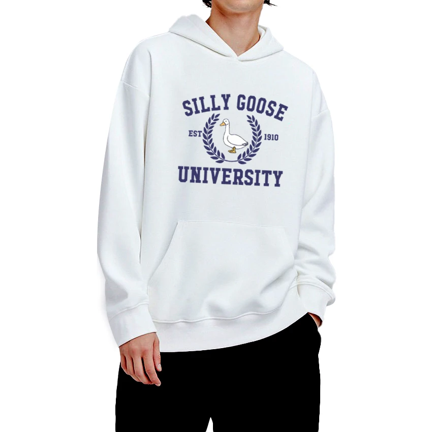 

2025 New Funny Silly Goose University printed Hoodies Unisex harajuku fashion pullovers Men women Casual Long sleeve Sweatshirt