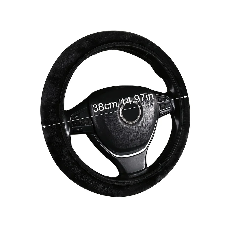 Winter Plush Fleece Anti-Slip Warm O-Shaped Car Steering Wheel Cover — Universal Fit Without Inner Ring