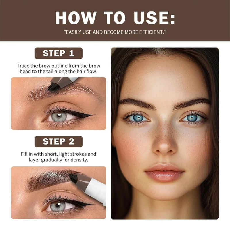 4D Microblading Eyebrow Pen With Forks Tip Long Lasting Waterproof Eyebrow Tattoo Pencil For Eyebrow Tattoo Makeup