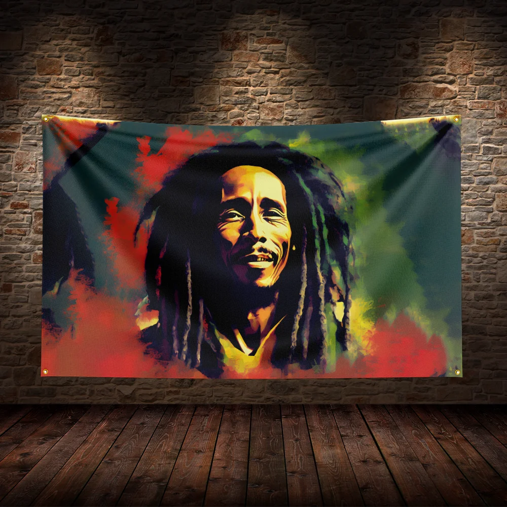 3x5 Ft R-Reggae Bob Marleys Flag Warrior Movie Poster Adventure Tapestry Background Yard Idea For Party Banner Table Wall Decora