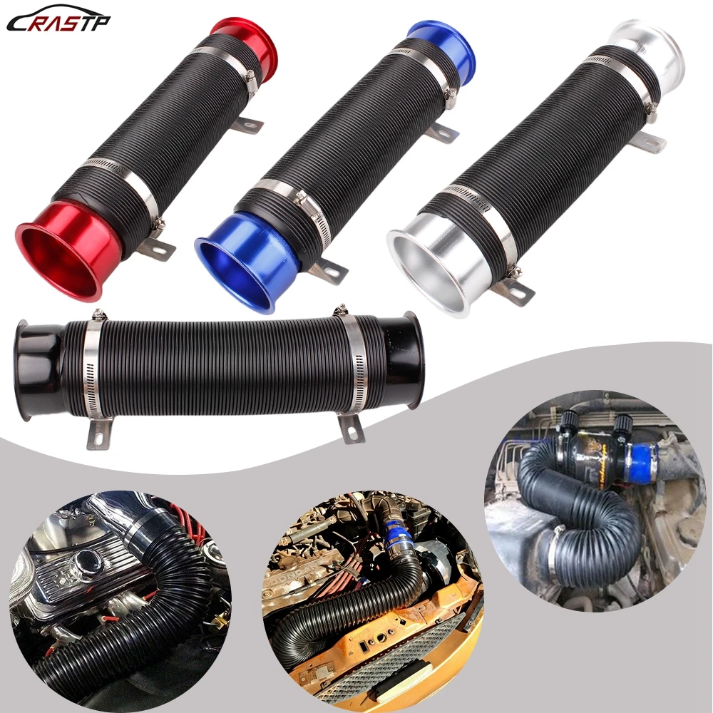 RASTP-Universal Car Cold Air Turbo Intake Inlet 76MM Pipe Adjustable Flexible Duct Tube Hose Cold Feed Duct Pipe RS-BOV090