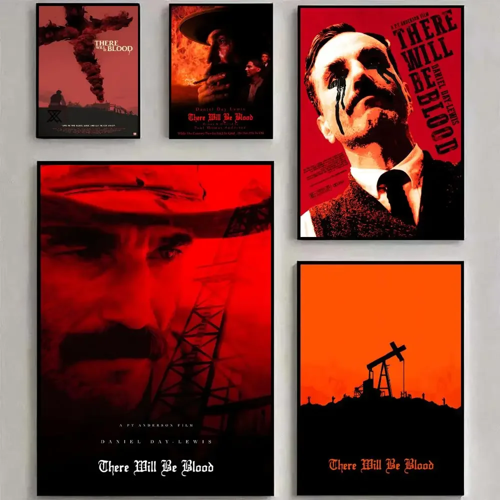 There Will Be B-Blood Poster Waterproof PP Self-Adhesive,Removable Wall Decor For Bedroom Entrance Bar Cafe Ideal Gift