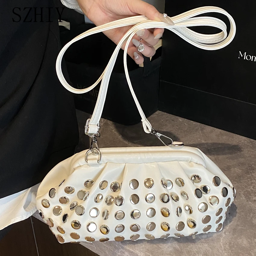 

Luxury Designer Shoulder Bag Ladies Diagonal Cross Bag New Rivet and Buckle Purse for Girls Travel Mobile Phone Wallet Bolsos