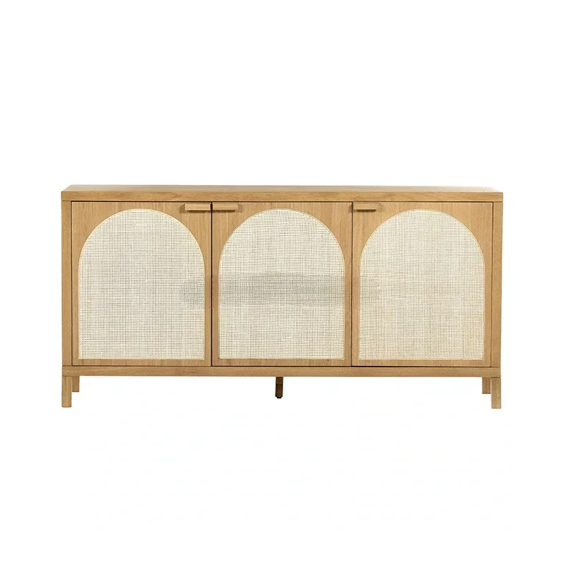 S New Chinese Style Solid Wood Rattan Sideboard Cabinet Simple Home Locker