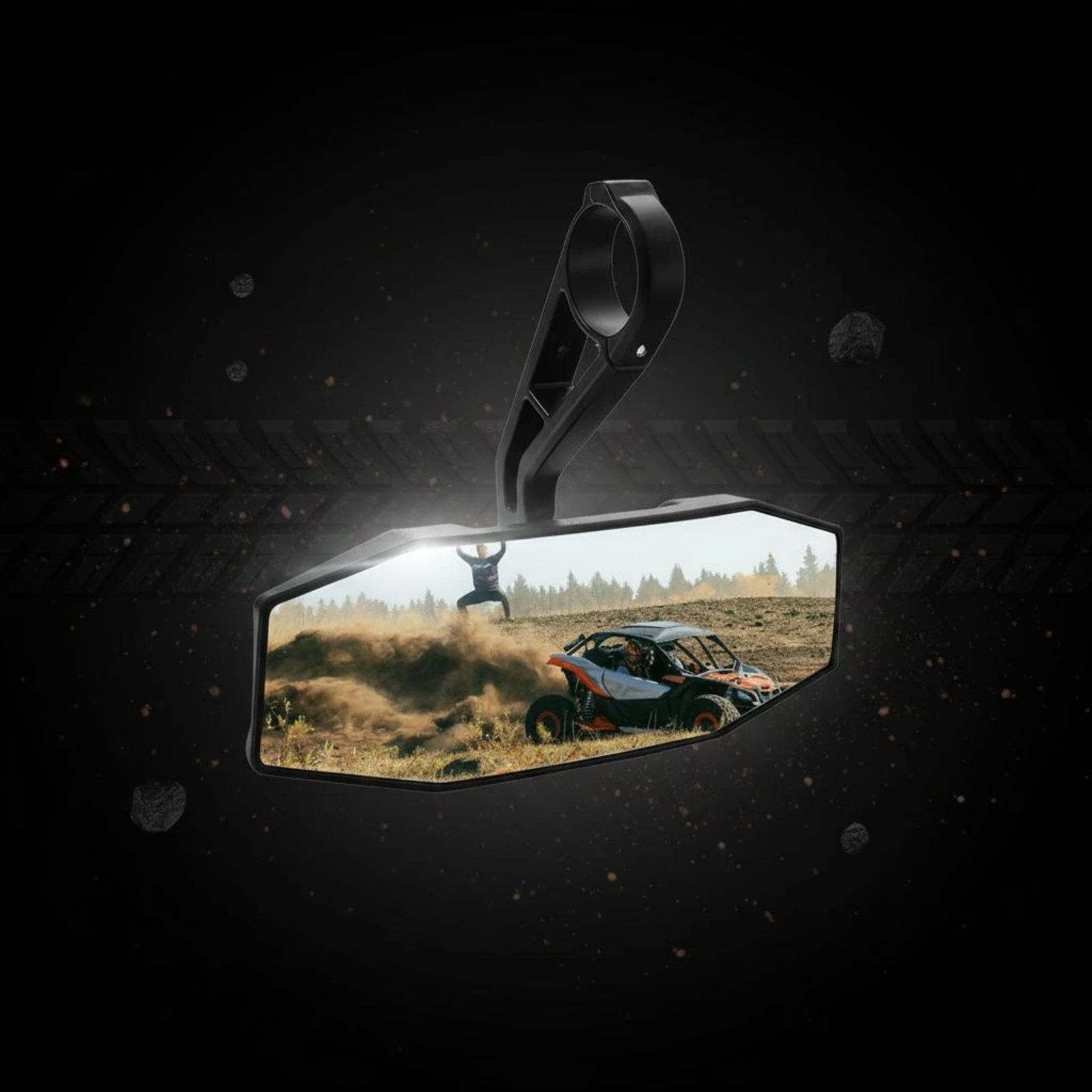 

1.75 Inch Roll Bar Mirror Better Visibility UTV Middle Mirror Vehicle Accessory Heavy Duty Shatterproof Glass for Racing
