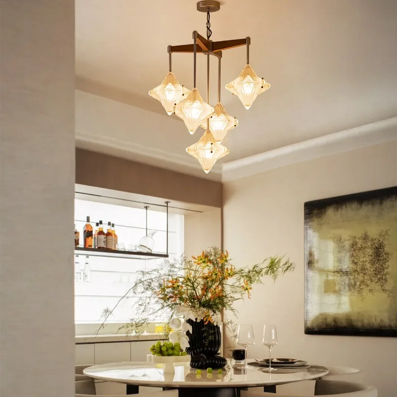 Star chandelier bedroom light luxury high sense medieval cream wind stair lamp 2026