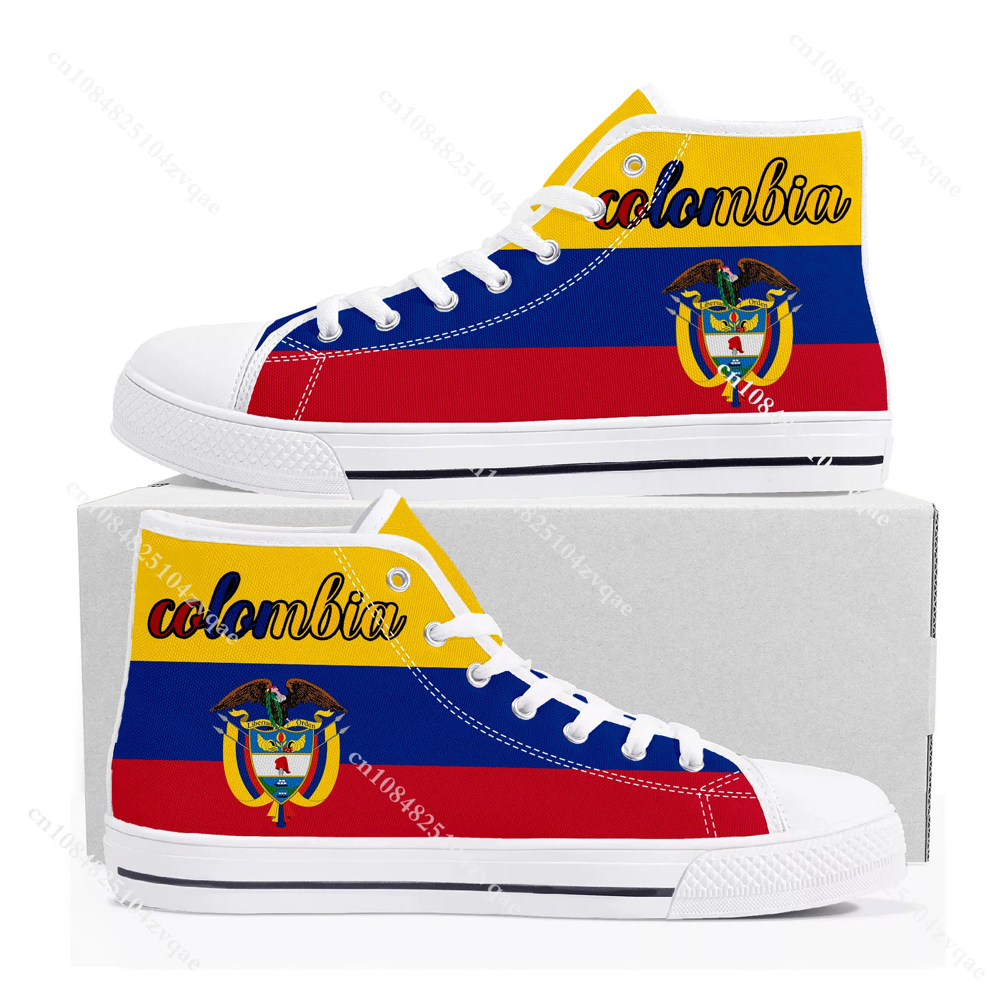 Colombia Flag Bogota High Top High Quality Sneakers Mens Womens Teenager Canvas Sneaker Casual Couple Shoes Custom Made Shoe
