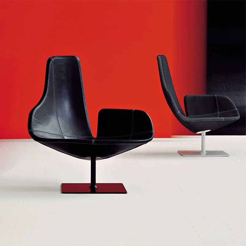 Simple casual rotating single sofa chair, minimalist and light luxury in the living room of the hotel villa
