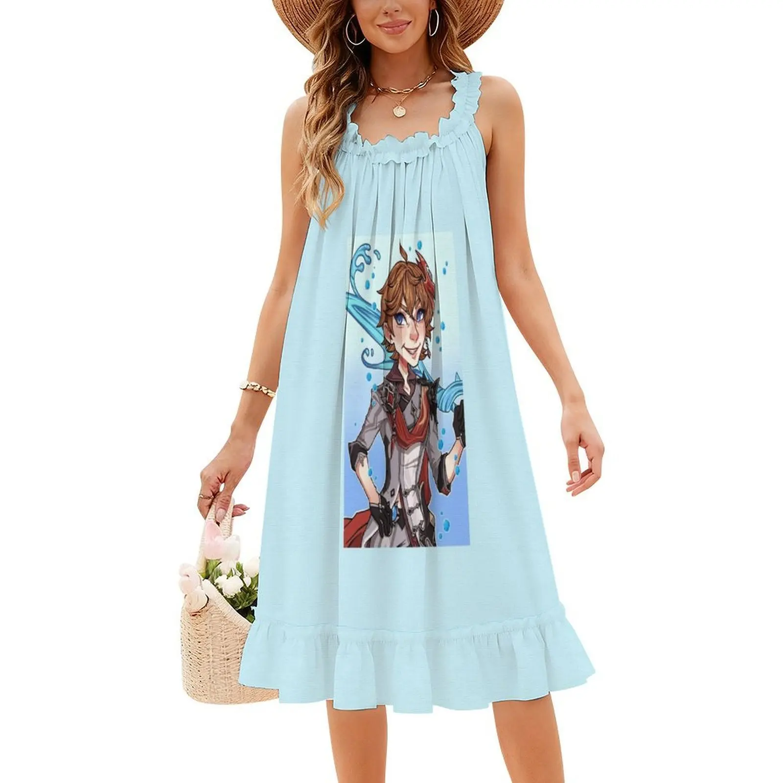 فستان جينشين إمباكت تارتاليا بفتحة عنق على شكل قلب فستان حفلات صيفي أنيق للنساء جينشين إمباكت تارتاليا تشايلد أنيمي