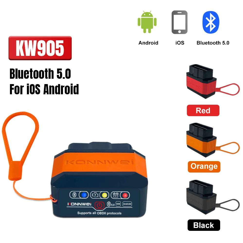 Для Konnwei ELM327 V1.5 Bluetooth 5,0 OBD2 сканер ELM 327 V1 5 OBDII автоматические диагностические инструменты ODB2 OBD 2-кодовый считыватель