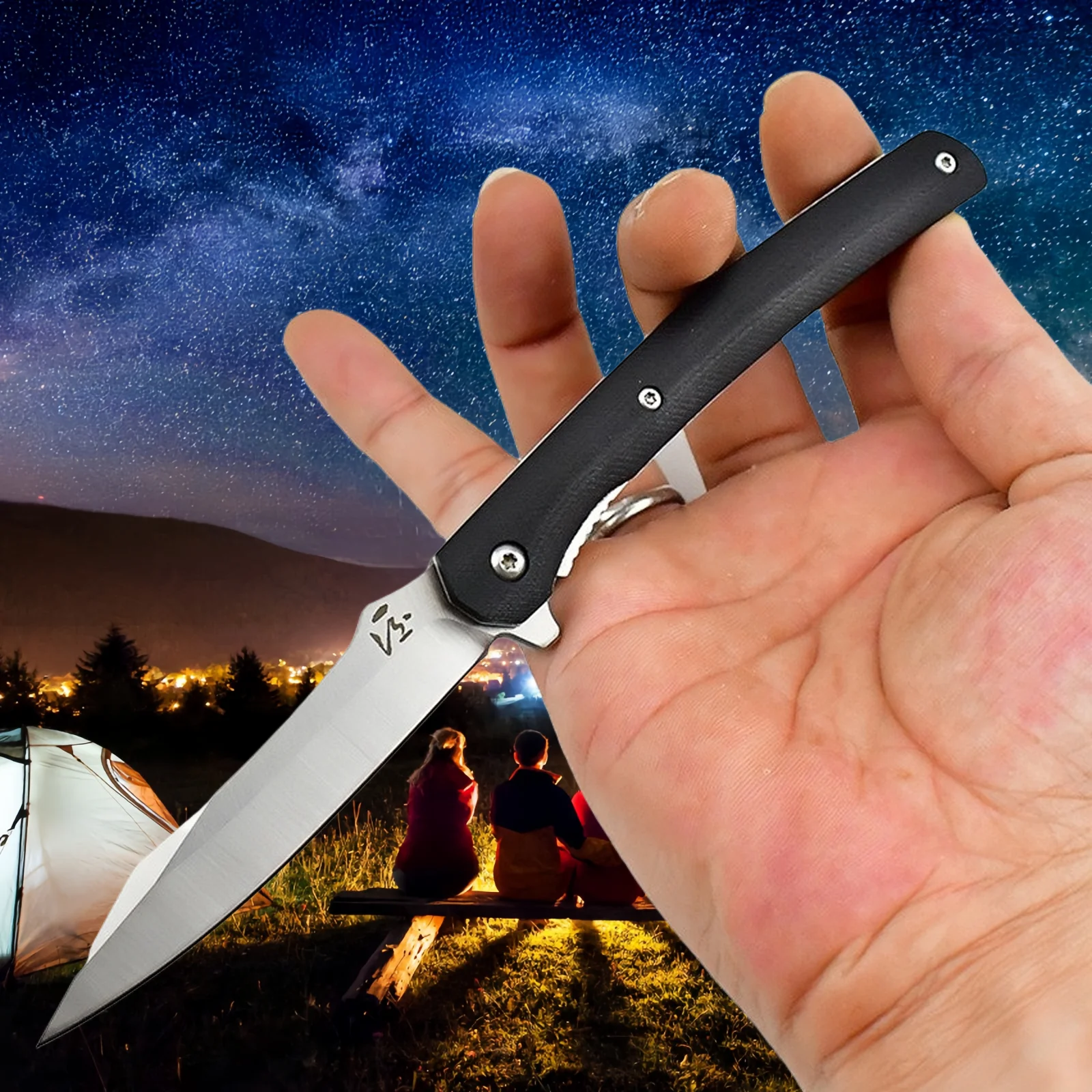 فائدة زعنفة التخييم في الهواء الطلق سكين للفرد D2 الصلب قطرة نقطة شفرة G10 مقبض البرية بقاء الصيد سكّين متعدّد الاستخدامات #2