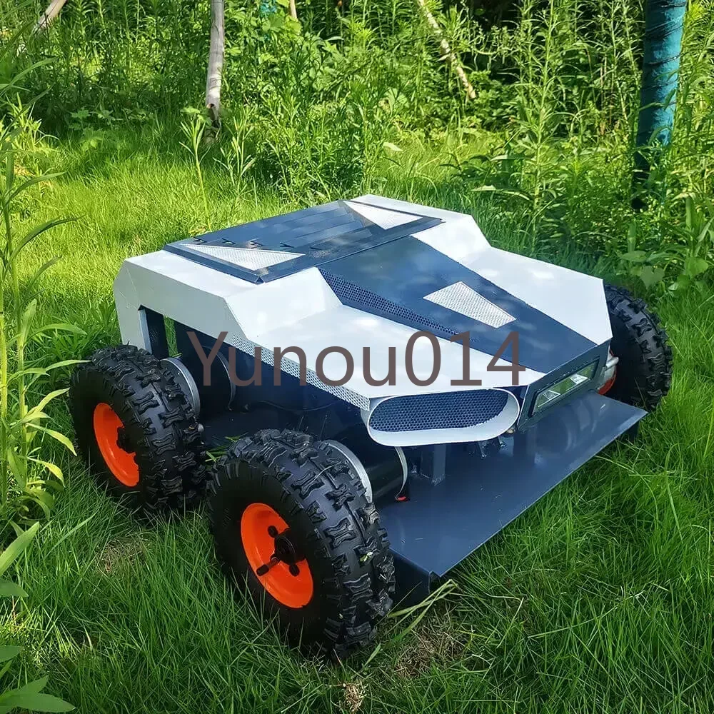 Remote Control Electric Lawn Mower Robot for Home Use, 4x4 Battery Power Grass Cutter Trimmer, 4WD