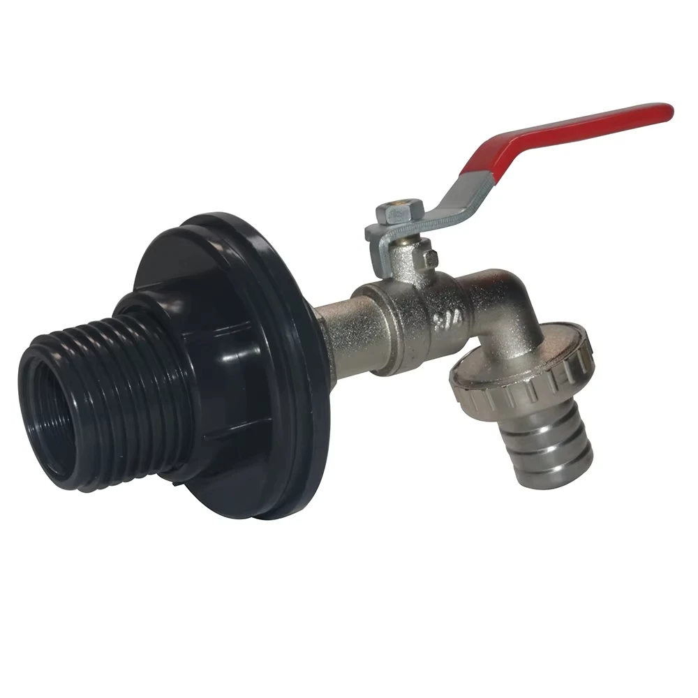 1 IBC water tank adapter faucet valve water connection device set, rainwater collection bucket faucet