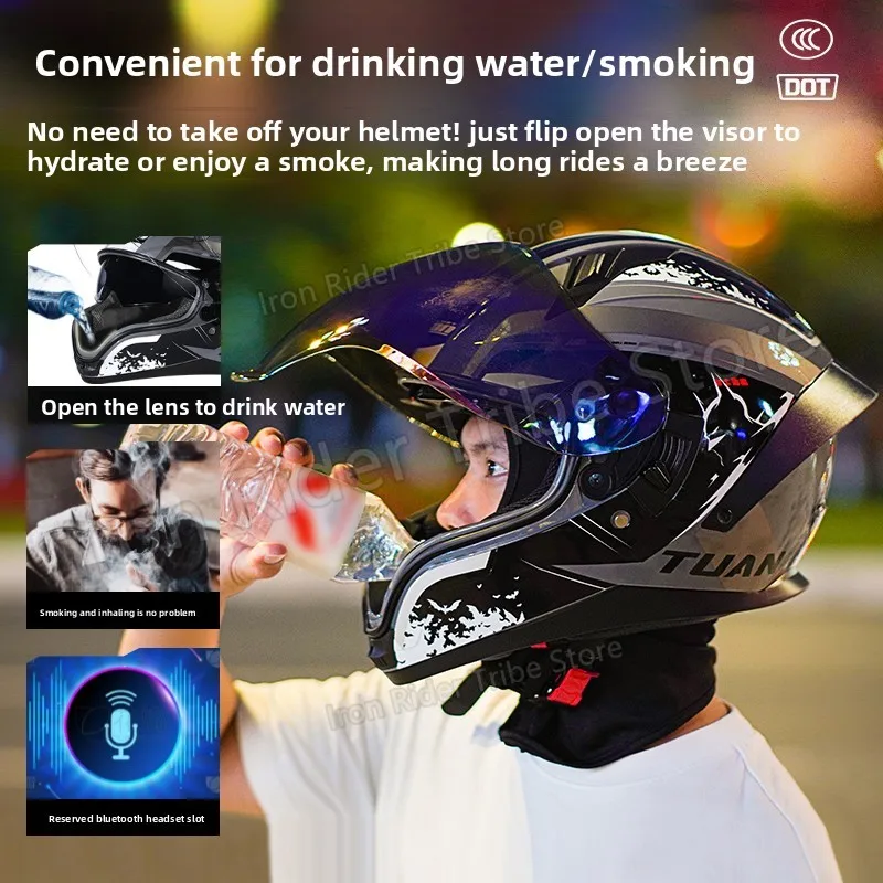 Modular Flip Up Face Motorcycle Helmet - Dual Visor Anti-Fog for Men Women Riding Cruising Touring motocross casco moto
