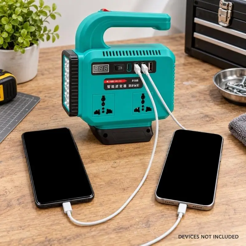 220V Battery Power Inverters for the Specified 18V-21V Slide Battery Format, with Combined Two-Slot and Three-Slot D2RD