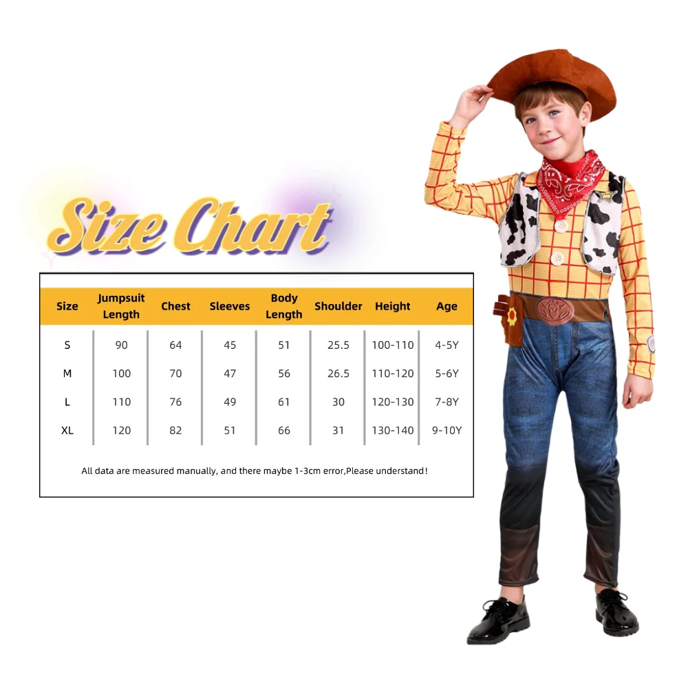 Child Classic Cowboy Sheriff Animated Character Cosplay Costume For Kids Birthday Party Or Halloween Fancy Dressing Up