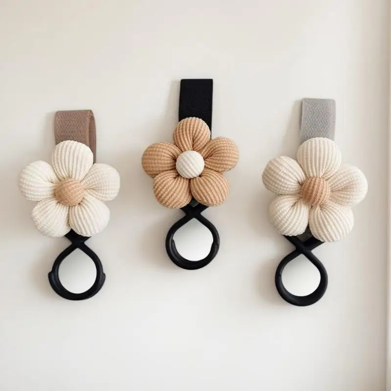 Kait Kereta Dorong Bayi Motif Bunga Manis, Gantungan Tas Payung untuk Kereta Anak, Pengait Penyimpanan Perlengkapan Bayi