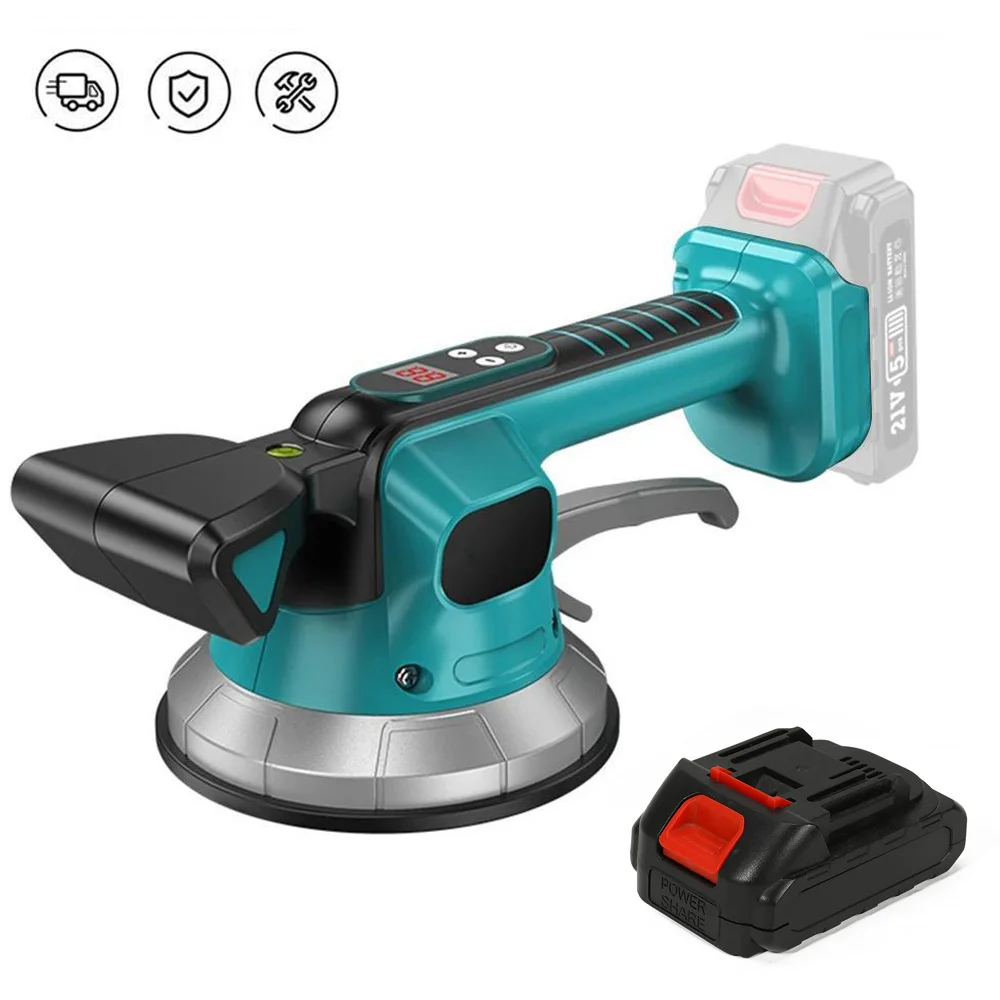 21 V 10-Gang-Fliesen-Fliesenmaschine, elektrische Wand-Bodenfliesen, Verlegung, vibrierendes Werkzeug, vergrößerter Saugnapf, Heimfliesen-Pflastergerät