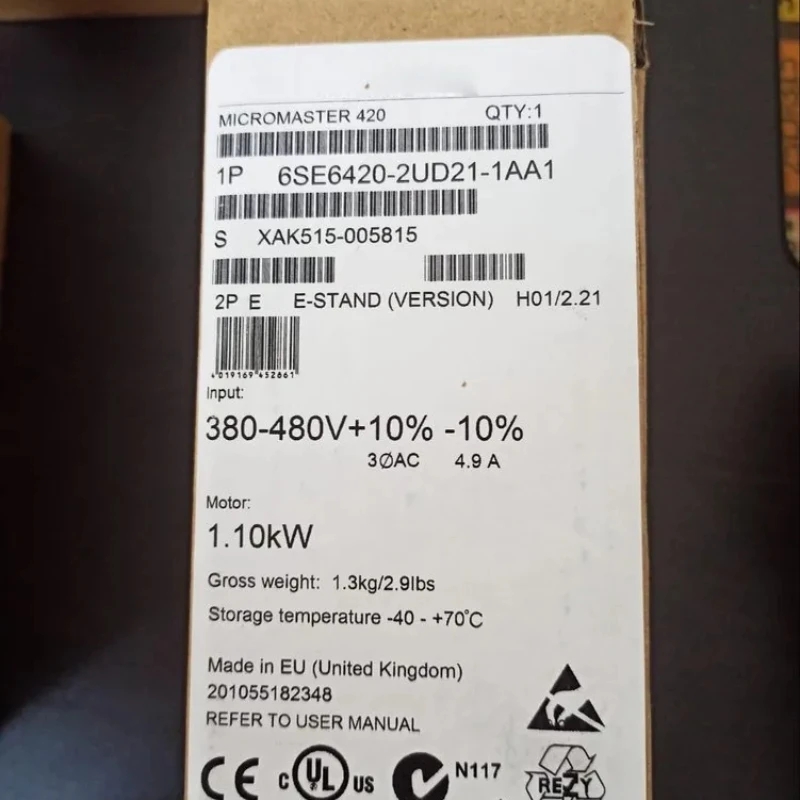 

6SE6420-2UD21-1AA1 3AC380-480V+10/-10% 47-63Hz 6SE6 420-2UD21-1AA1 New in Box 1 Year Warranty