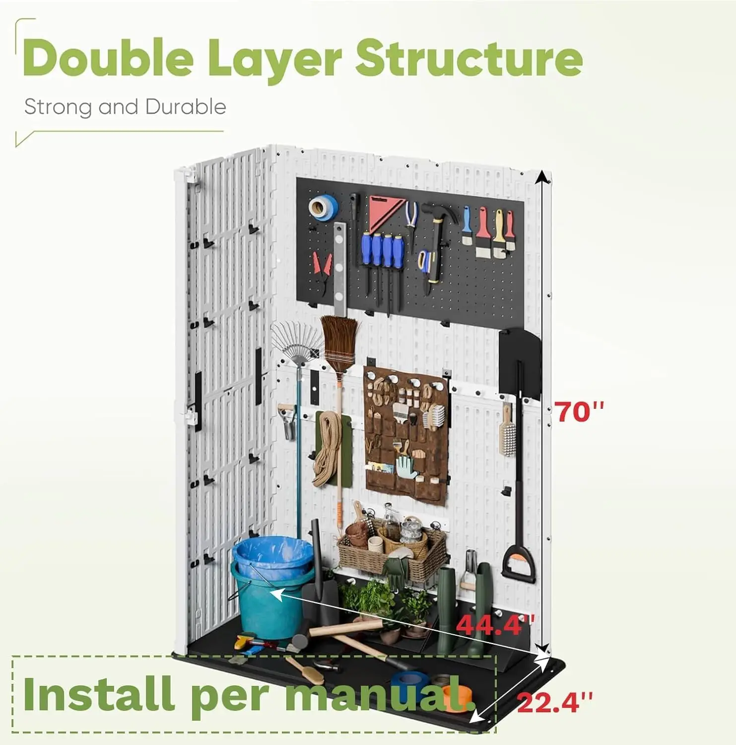 50 Cu Ft Heavy‑Duty Weather‑Resistant Vertical Outdoor Storage Cabinet, Waterproof Tool Organizer for Patio, Garden and Deck, Stores Cushions, Accessories and Equipment, White